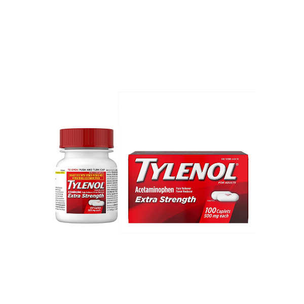 Tylenol Extra Strength 500 mg Acetaminophen, Pain Reliever & Fever Reducer, 100 Tablets