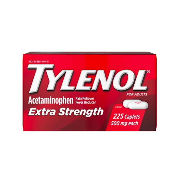 Tylenol Extra Strength 500 mg Acetaminophen, Pain Reliever & Fever Reducer, 225 Tablets