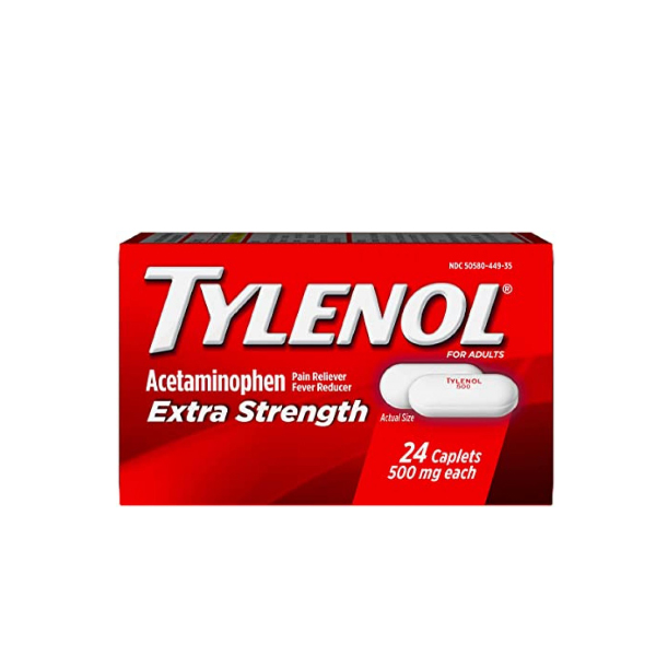 Tylenol Extra Strength 500 mg Acetaminophen, Pain Reliever & Fever Reducer, 24 Tablets
