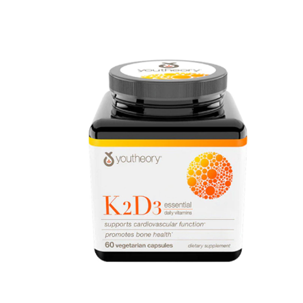 Youtheory K2 D3 Essential Daily Vitamins 60 Vegetarian Capsules