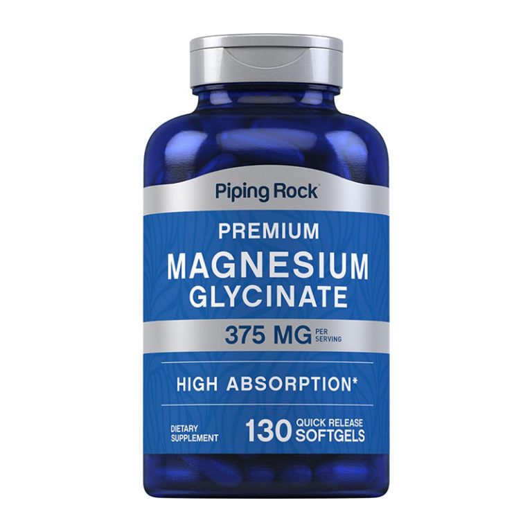 piping rock magnesium glycinate 375 mg high absorption muscle support bone health quick-release softgels