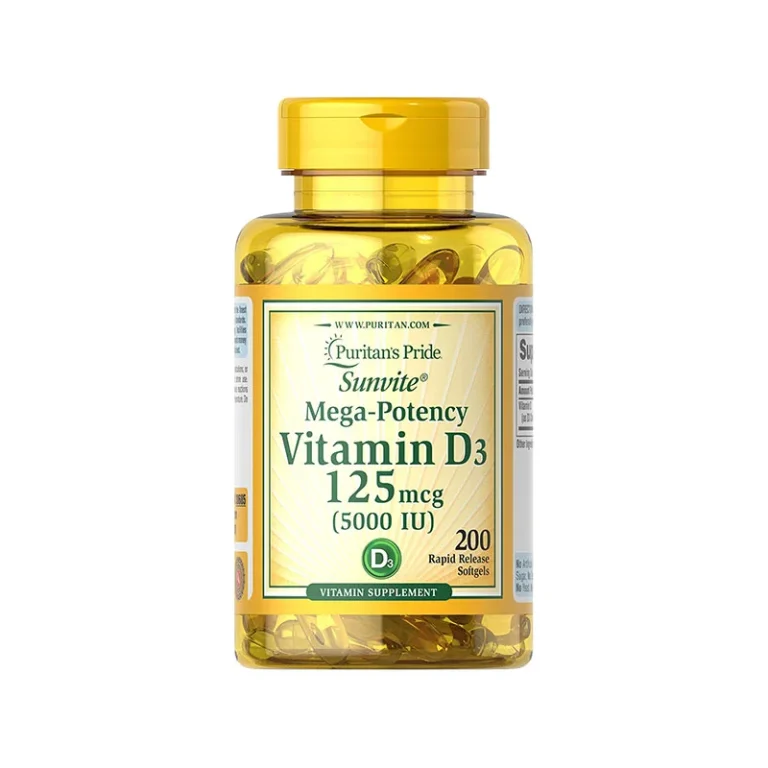 Vitamin D3 supplement bone health immune support Puritan’s Pride 5000 IU