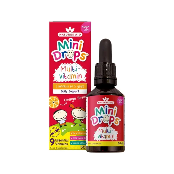 Natures Aid Mini Drops Multi-vitamin for Infants and Children Sugar Free (UK) 2.4mL (3 Months to 5 Years)